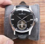 AAA Replica Jaeger Le Coultre Master Tourbillon Men Watches Ss Black Leather Strap